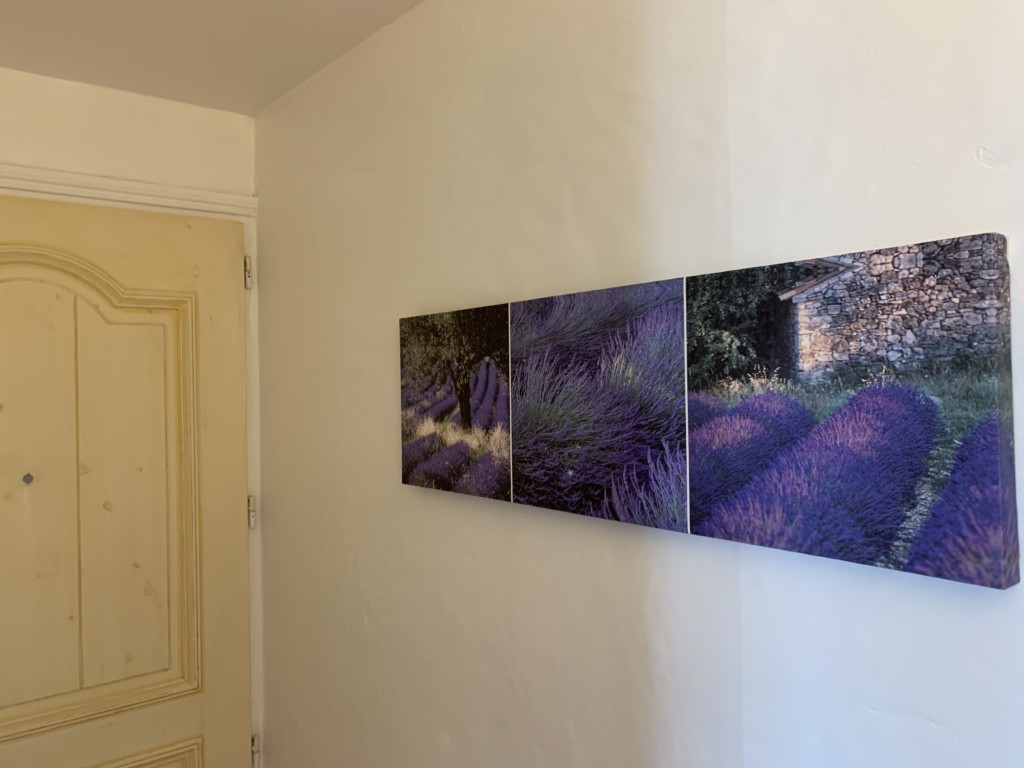 Tableaux de lavande accrochés au mur